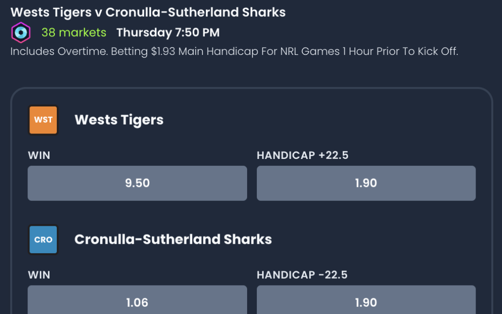 Betright's Odds for NRL Round 19 as of 3pm on Wed 5th July