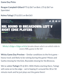 Wicky's Punter's Preview Round 10